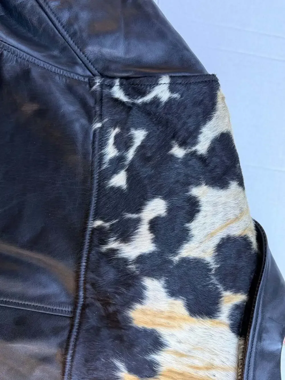 M. Julian Wilsons Leather Men's Genuine Leather Jacket with Cowhide Fur Yoke